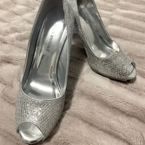 Audrey Brooke Silver Glitter Heels